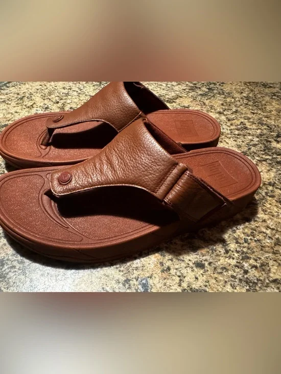Men's Fitflop Mens Trakk II Brick Red Slip-On Thong Sandals Shoes Sz 13 leather