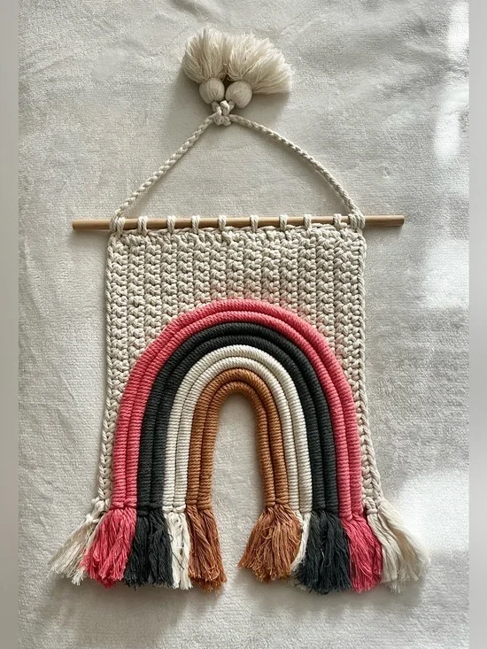 Boho Woven Rainbow Macrame Tapestry Wall Hanging