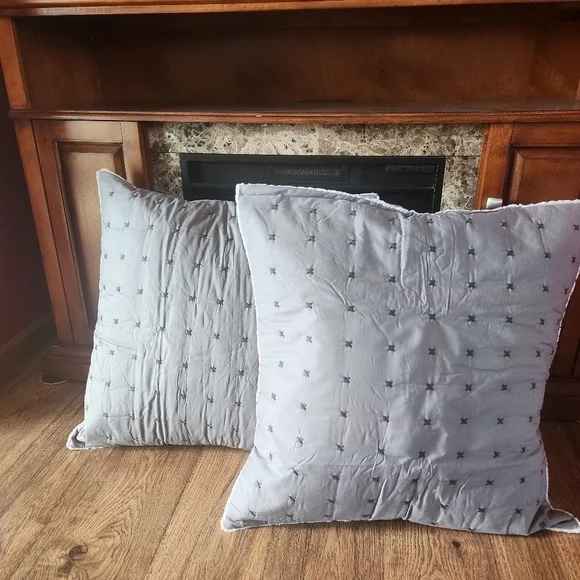 NWOT Gray Patchwork Euro Pillow Covers Set of 2