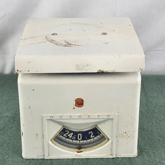Vintage Detecto‎ 25 lb Kitchen Scale White Enamel Arc Dial USA Tested