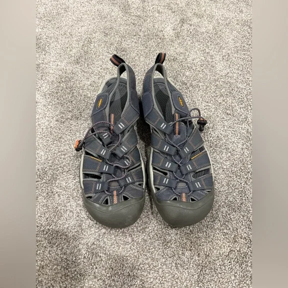 Keen Men's Closed-Toe Sandals in Gray Purpleish Black with Orange Trim