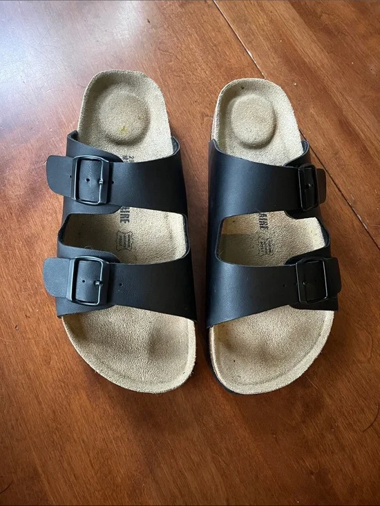 CUSHIONAIRE Lane Cork Footbed Black Sandals size 12