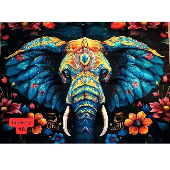 Bright Boho Elephant Tapestry Wall‎ Hanging Art Gift