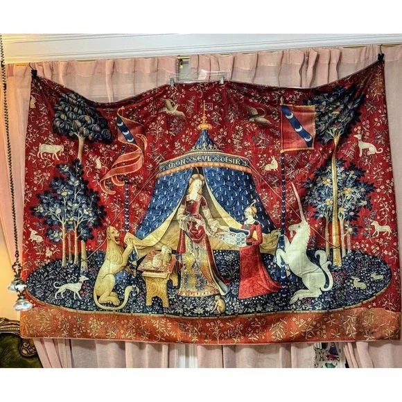 Huge Medieval Historical Lady Unicorn Tapestry Wall Hanging 86 x 59 Hogwarts