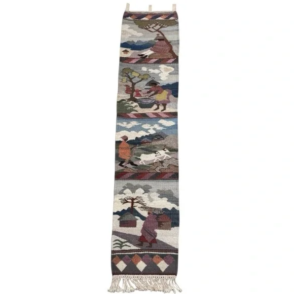 Tapestry Wall Hanging Mohair Wool Large African Lesotho Hand-Woven Figurative