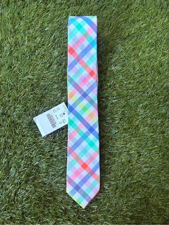 NWT Crewcuts JCrew Multicolor Pastel Plaid Tie 52” Size 8-16