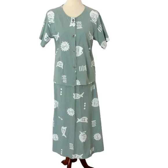 Easy Apparel Seafoam Green Medium Beachy Maxi Skirt & Jacket