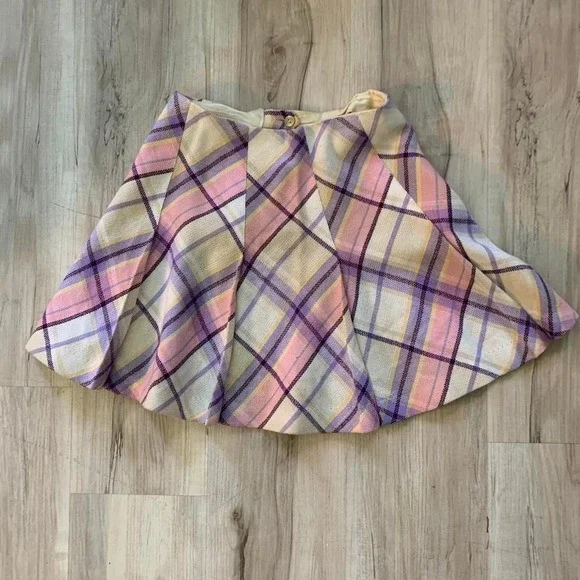 Vintage 1960s Garland label pink & plaid mini pleated skirt‎ XS