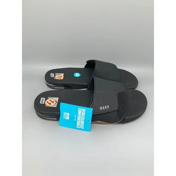 Reef Fanning Slide Black Silver Sandals CI3632 Men's Sz 11 NEW