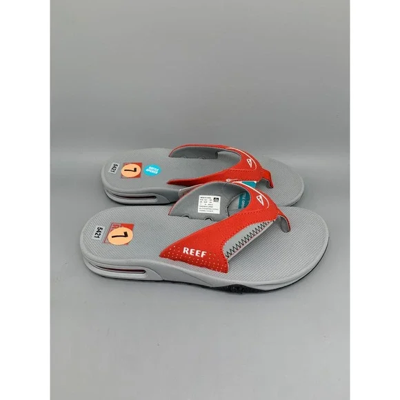 Reef Fanning Tailgate Gray Red Bottle Opener Sandals  Men's Sz 7