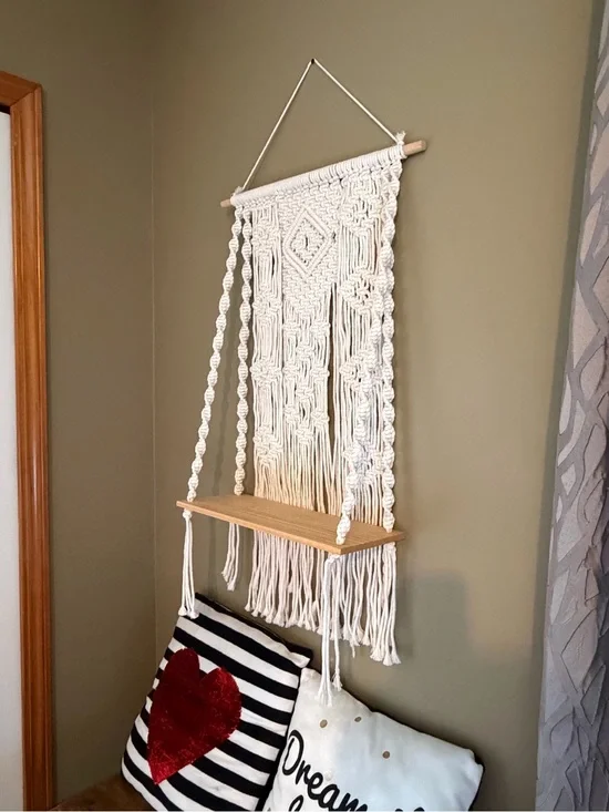 Macramé Wall Hanging Shelf - Cream