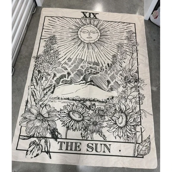 Unbranded beige boho floral 'The Sun' tapestry 79x58