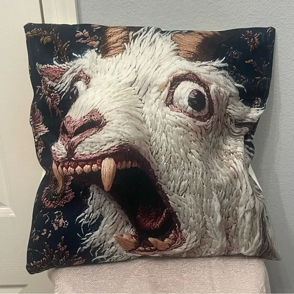 Novelty Screaming Goat Face Decorative Pillow