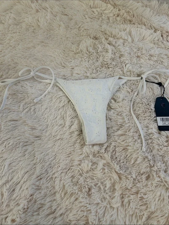Frankie's Bikinis White Eyelet Tie-Side Bikini Bottom
