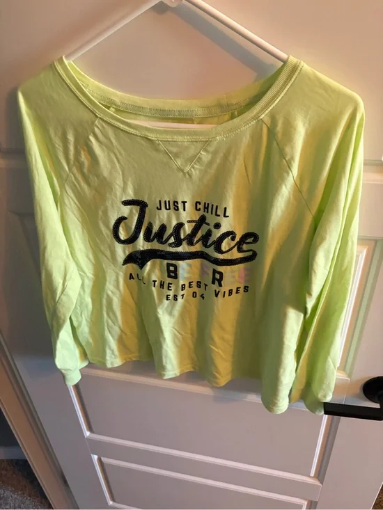 Justice Neon Yellow Long Sleeve Tee - 'Just Chill' Graphic
