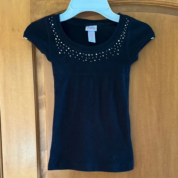 Justice Girls Bling Short Sleeve Black T-shirt Size 6