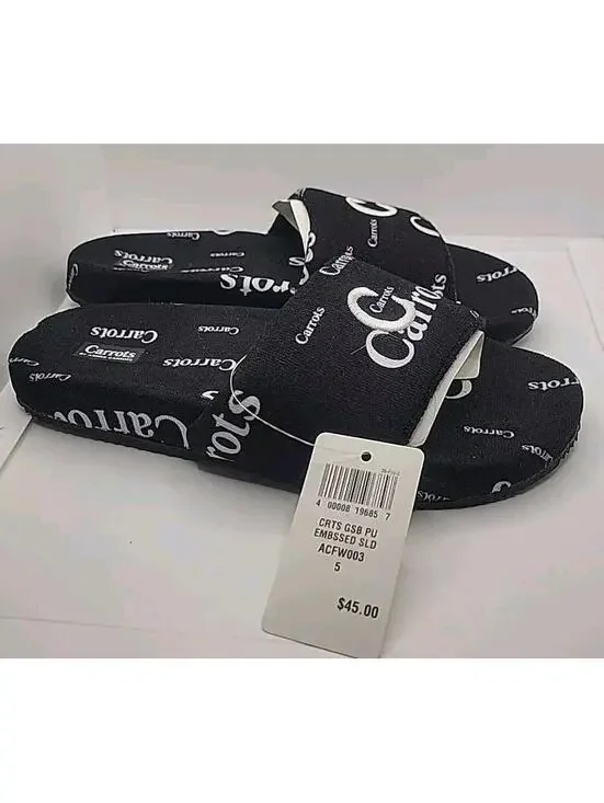 Carrots Slides By Anwar Carrots Carrots White/Black Visa Terry ACFW003 Size 5
