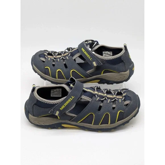Merrell WaterPro Maipo Sport Sandals Gray Yellow Men's Size 7 Hook Loop Hiking