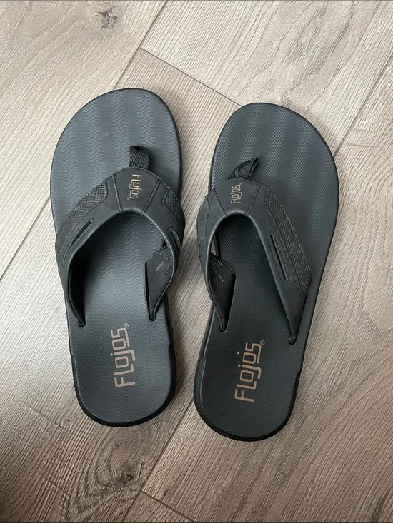 Flojos Men's Memory Foam Thong Flip Flop Sandals Sz:8 Black