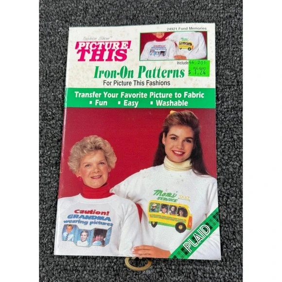 Vintage Plaid Picture This Iron-On Transfer‎ Patterns 24921 Grandma Mom