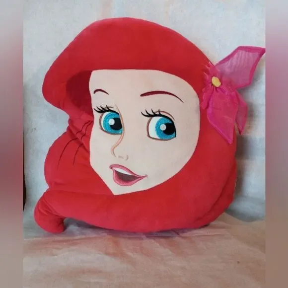 Disney Store Princess Ariel Little Mermaid Face Large Pillow Hair Bow 13…