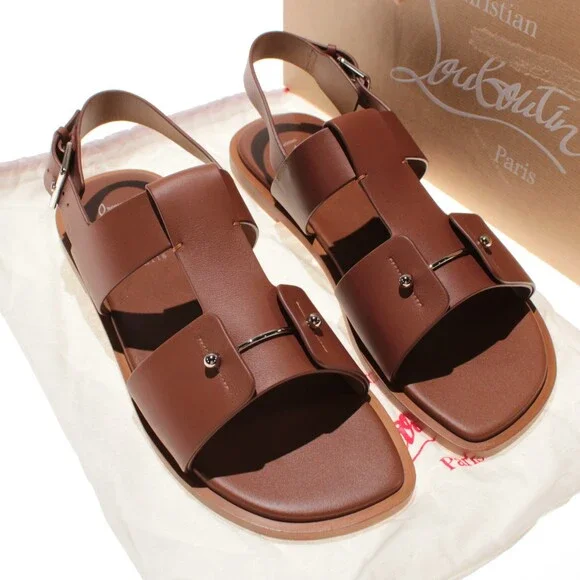 Christian Louboutin NWB Chambeliss Sandals Size 46 (US 13) in Brown Leather
