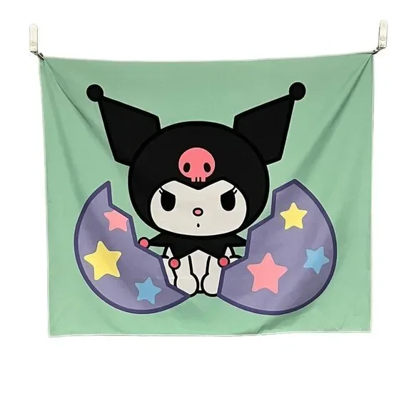Sanrio Kuromi Hatched Egg Green Purple Black Wall Hanging Tapestry