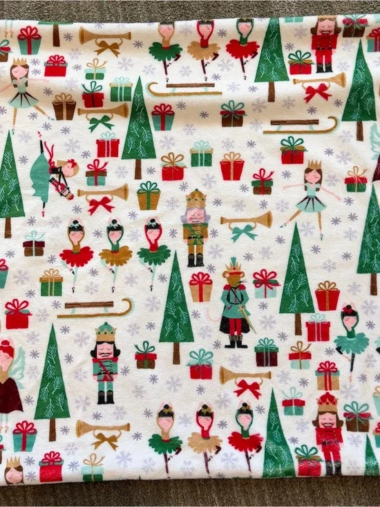 Minky Couture Holiday Nutcracker Pillowcase - Green, Red, Gold