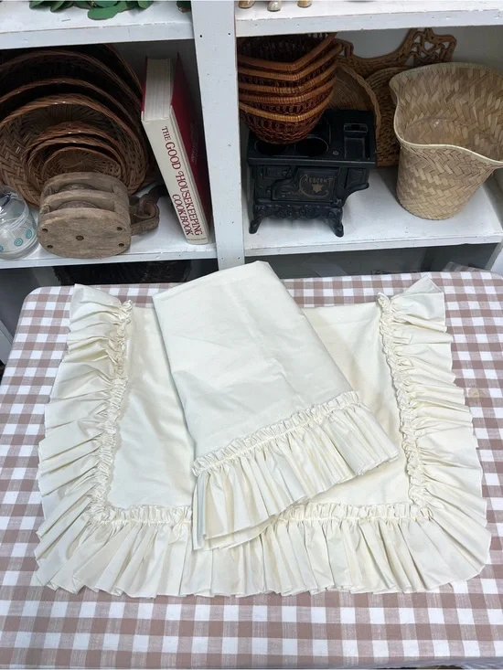 Ruffle pillow shams cream color granny core bedding decor country cottage