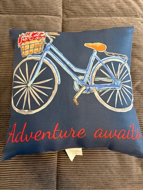 Mainstays Blue Bicycle Print Pillow