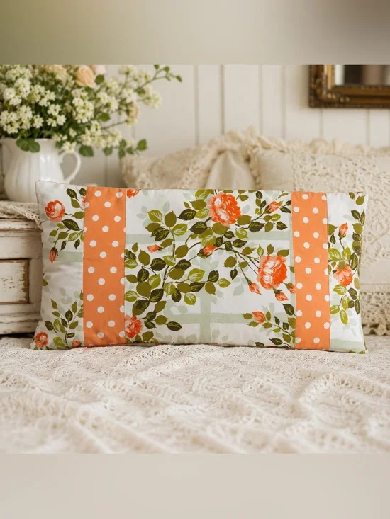 The Front Porch Country Shabby Chic Vintage Floral Lumbar Throw Pillow Case NWT