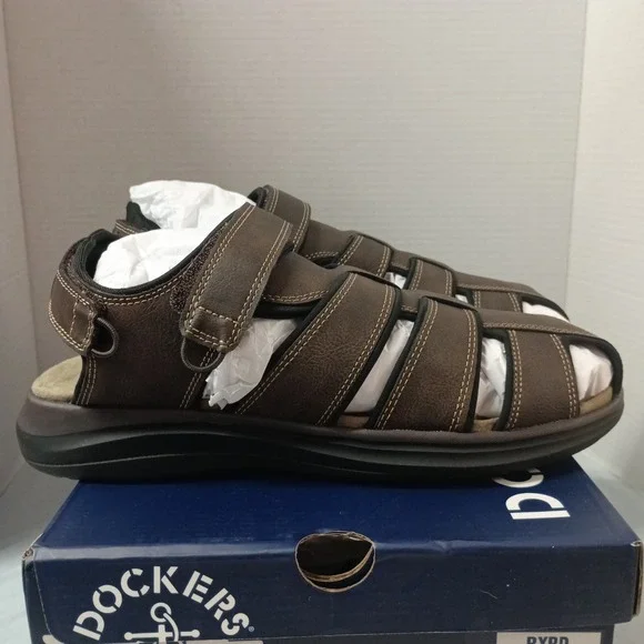 Dockers Mens Byrd Casual Comfort Sport Outdoor Fisherman Sandal Brown Size 11 M