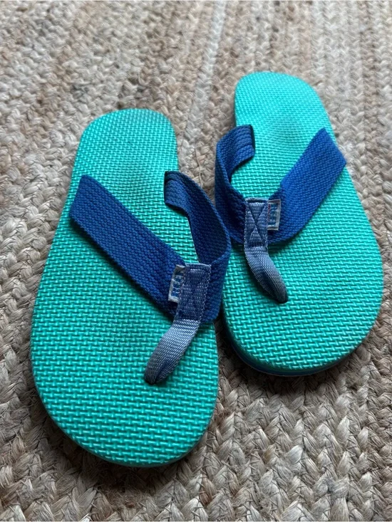 Vintage 90s 80s Reef Flip Flops Mens Blue Tea Nautical Thong Sandals Beach Pool