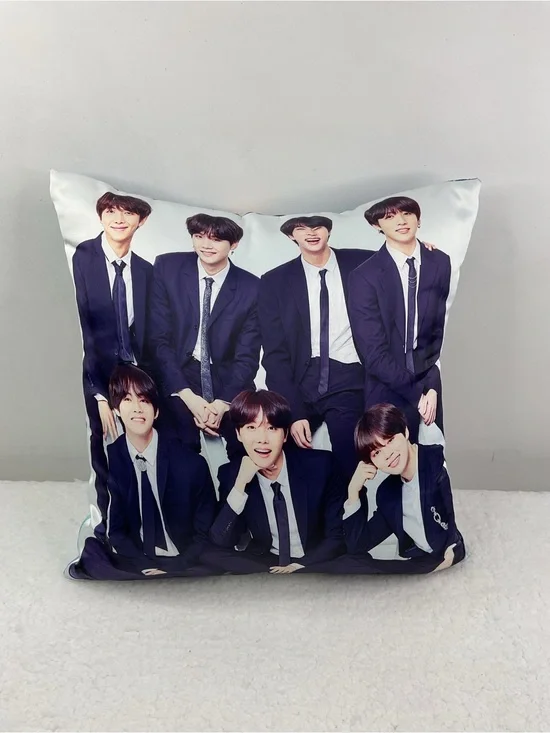 BTS Group Front and Back Photo Pillow