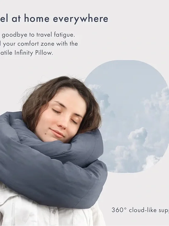 Infinity Pillow Travel Neck Pillow Versatile Soft 360Support Scarf Midnight Grey