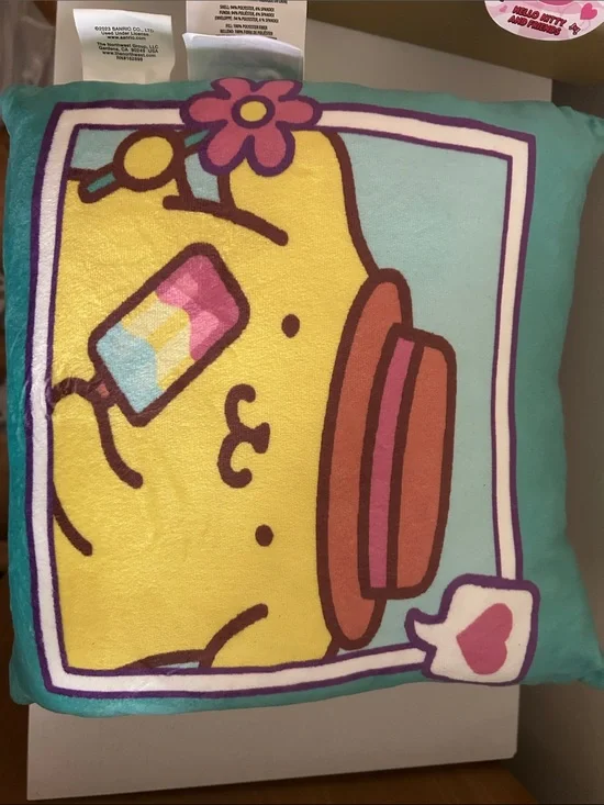 Sanrio Pompompurin Plush Throw Pillow in Yellow and Teal