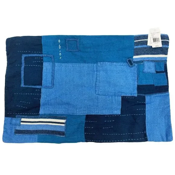 RALPH LAUREN Stover Throw Pillow Cover 16x24 Summer Blu Denim Jean NWT Linen