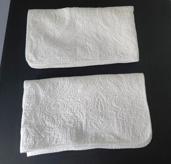 Joie Pillow Sham Set 2 Quilted Tie Back White KING Cottagecore Country Coastal