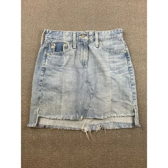 AG Adriano Goldschmied Womens Skirt 24 Blue‎ The Sandy Distressed Y2K Grunge