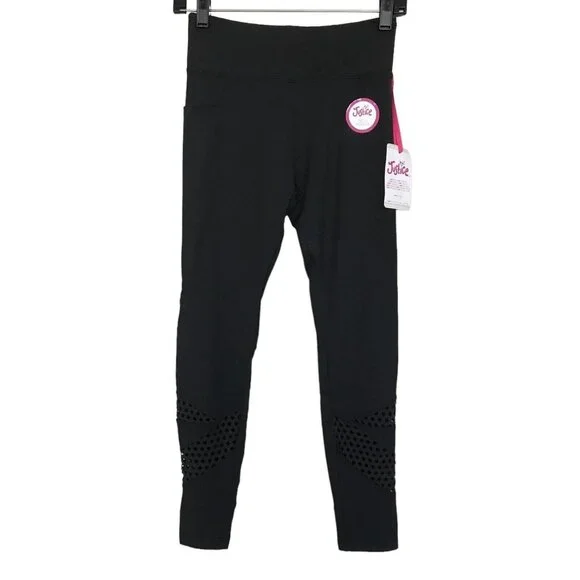 NWT Justice Active Girls Black High Waist Leggings‎ Pocket Cut Out Size 12/14