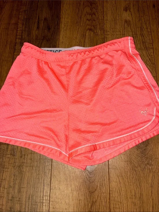 Justice Coral Pink Kids Athletic Mesh Shorts with Contrast Piping