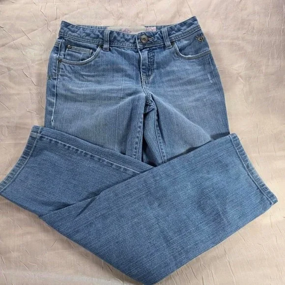 Justice Simply‎ Low Girls Medium Wash Straight Leg Jeans Size 12R Y2K Classic