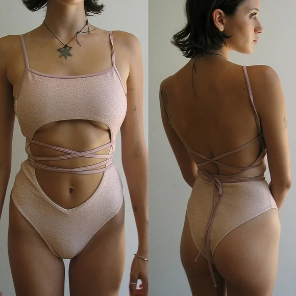 New!Frankie's Bikinis Alice Terry Wrap One Piece‎ Swimsuit