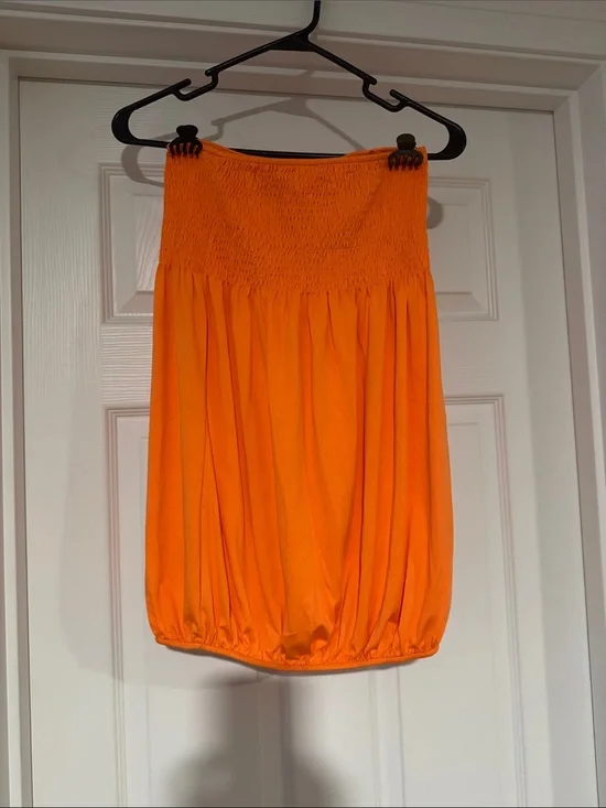 Women’s Orange Smocked Bubble top