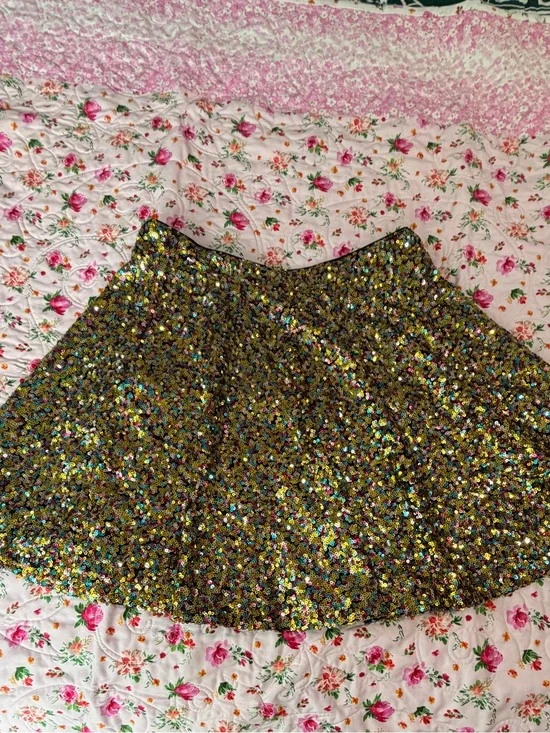 Nasty Gal Gold Sequin Circle Skirt