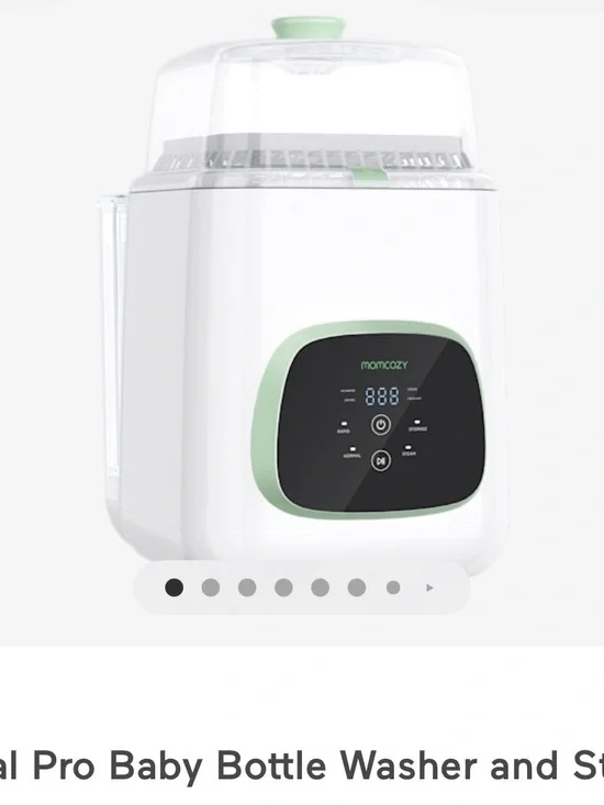 momcozy Baby Bottle Washer and Sterilizer - White with Mint Accents