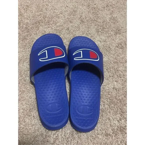 Champion blue slides / sandals size 14