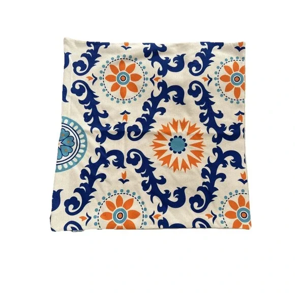 PILLOW COVER Boho Blue Orange Floral Mandala 20