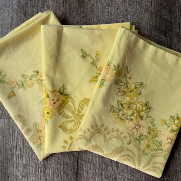 Vintage pillowcases, set of 3, Fashion Manor, JCPenney yellow‎ cottage core