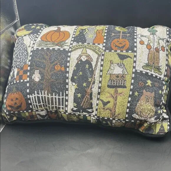 90s whimsical Halloween throw pillow tapestry style vintage cute spooky decor